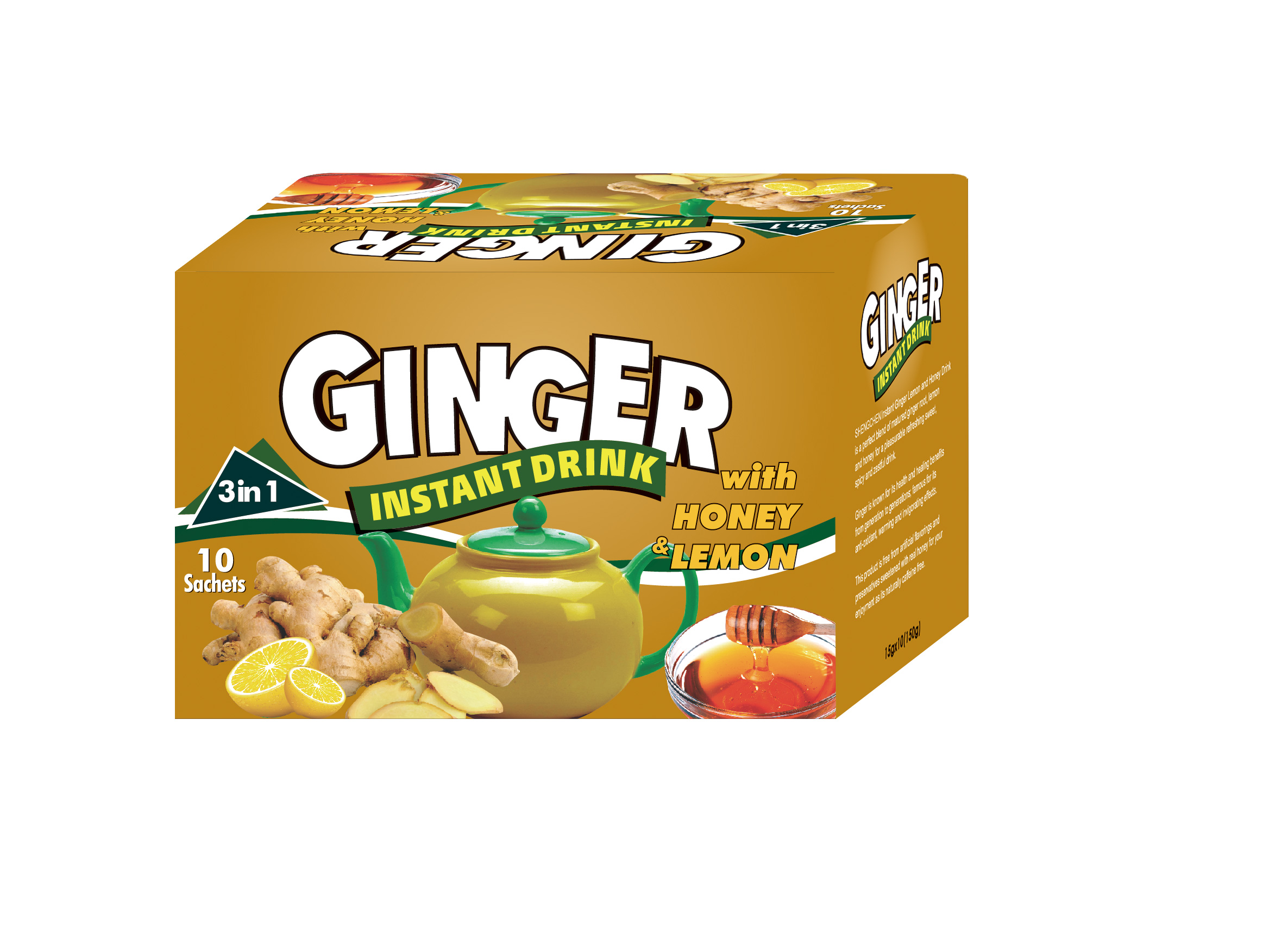 Instant honey ginger tea with lemon