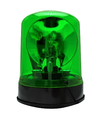 green rotating flash beacon warning light
