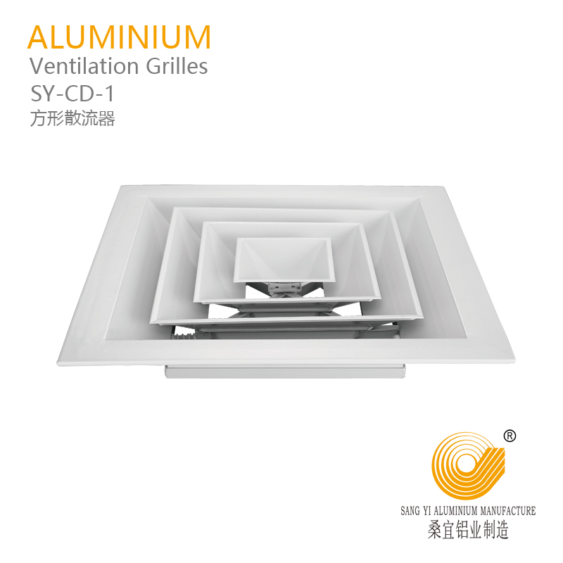 Aluminum 4 way square ceiling air diffuser