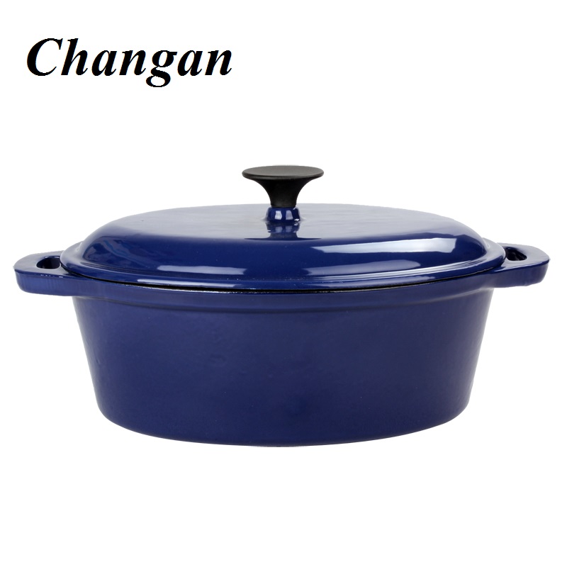 Cast iron enamled Oval-shaped dutch oven