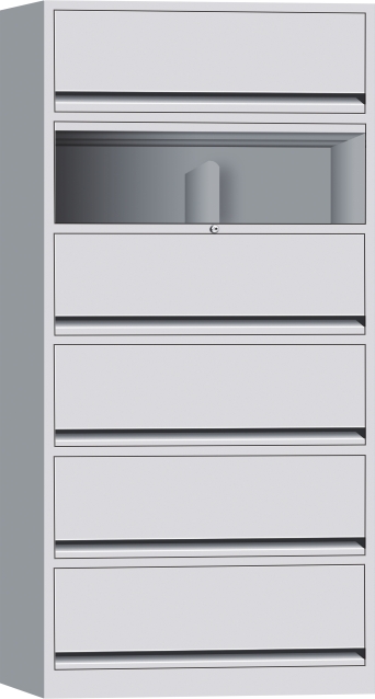 6 door laterial filing cabinet with two upper doors