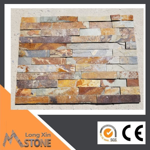 Natural Rusty slate stone wall cladding with 4 raws