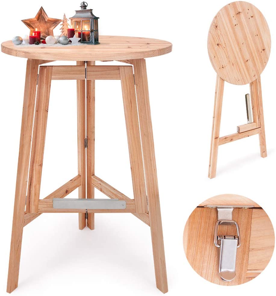 Solid Wood Folding High Table Bar Picnic Collapsible Party Garden Table