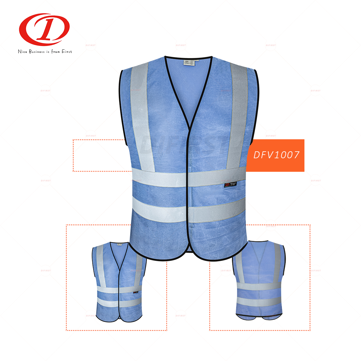 120G 100% Polyester knitting fabric safety vest with hook and loop