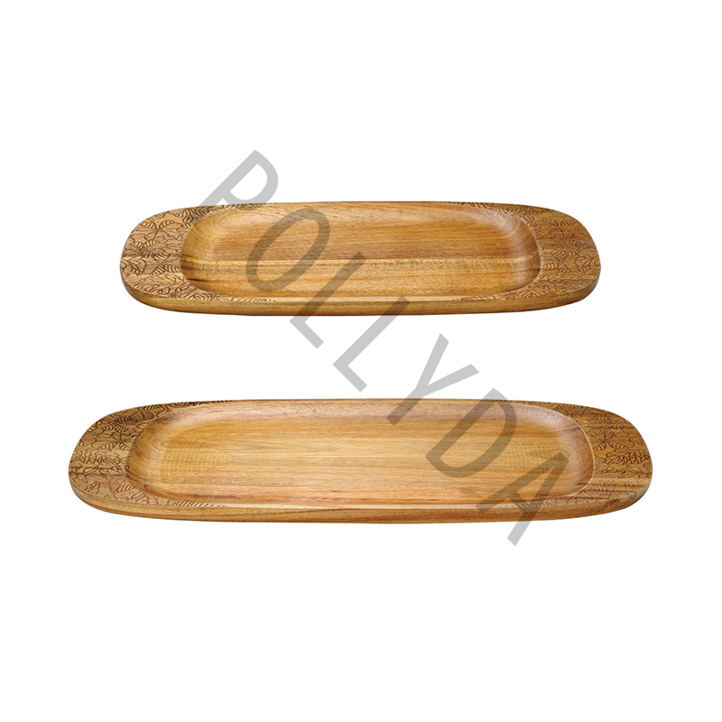 Acacia wood laser pattern snack tray ACF034