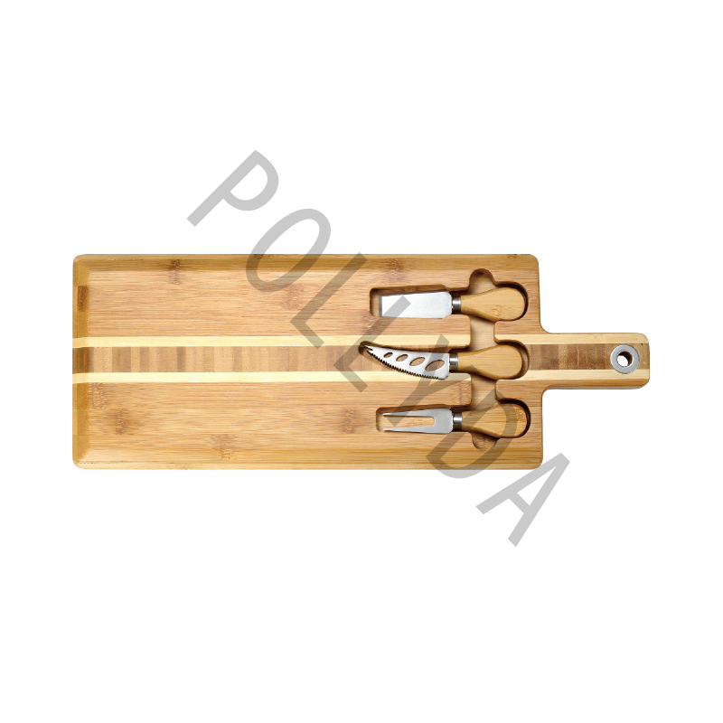 fishbone Bamboo Cheese Board And Knife Set BAC27101S4