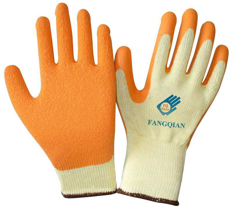 10 gauge cotton/polyester knitted glove, coated latex on palm, eco quality.