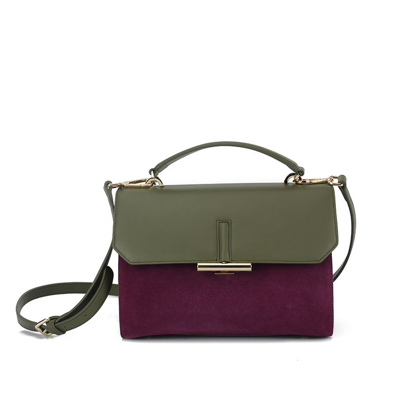 0000000001Genuine leather Color contrast tote crossbody bag casual fashion factory classic eco leather handbag&wallet SLG 2021 new design