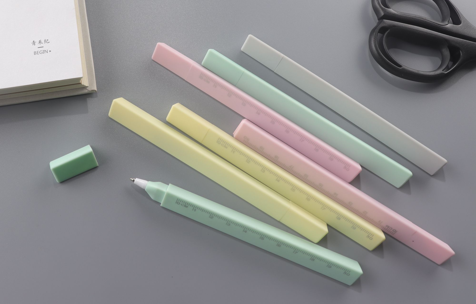 Soft rubber finished ruler ball pen