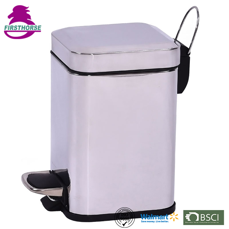 Rectangular foot pedal garbage bin