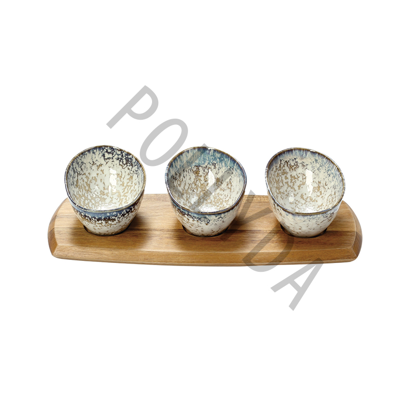Acacia Wood + Ceramic sauce dish AC032S4