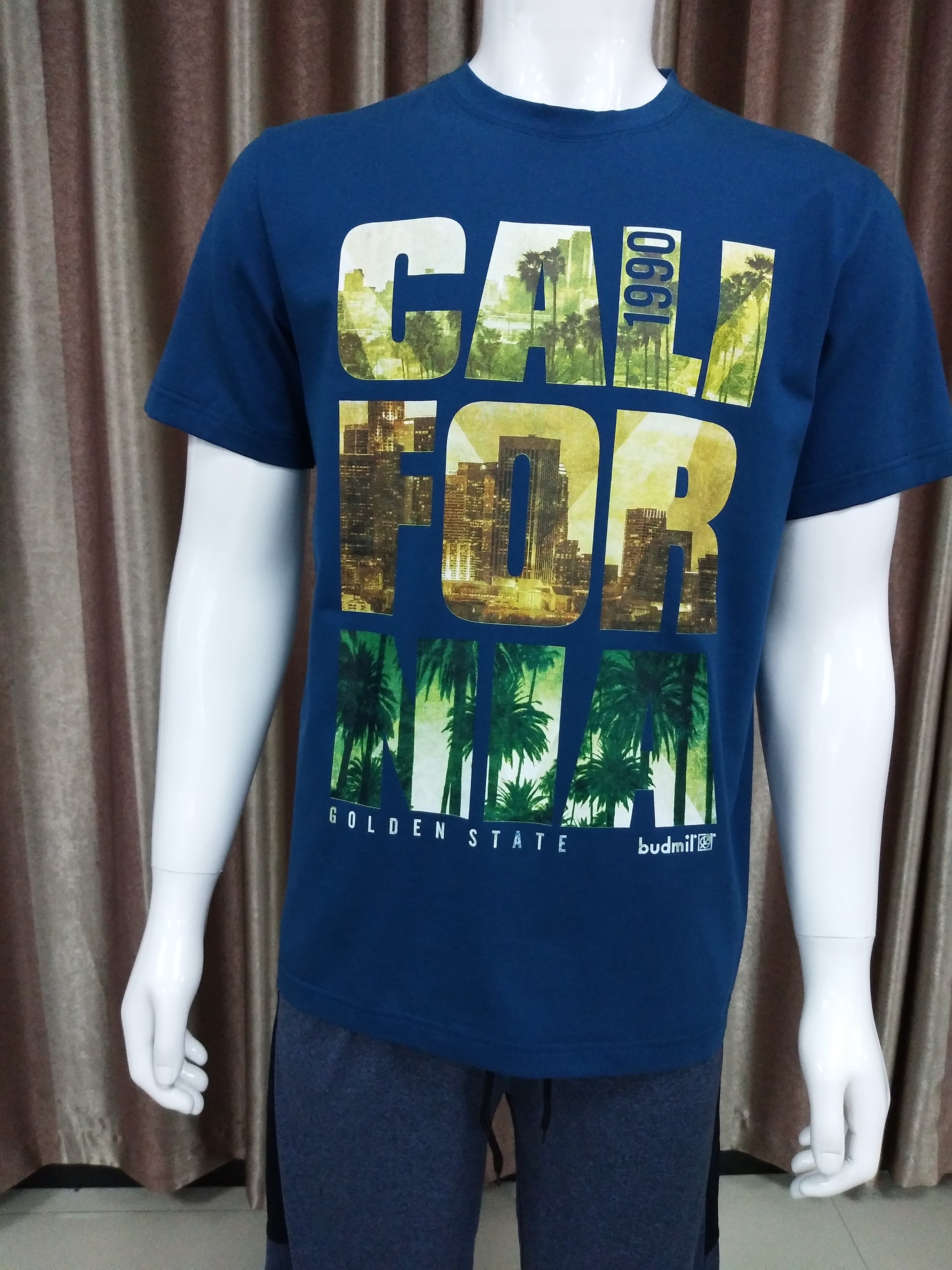 100% cotton dry fit rubber print round neck tee shirt