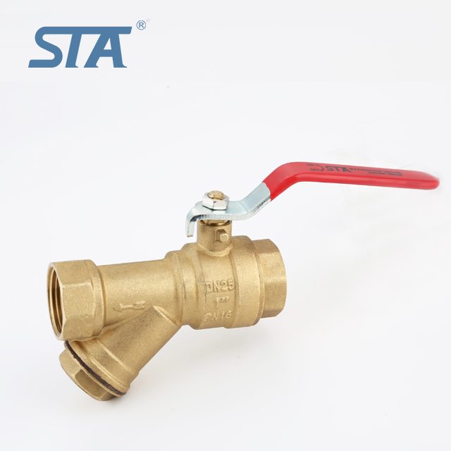 STA.1069 yuhuan new products 1/2"—2'' Inch female BSP HPB57-3/CW617N nickel plated Forged Brass y strainer Ball Valve