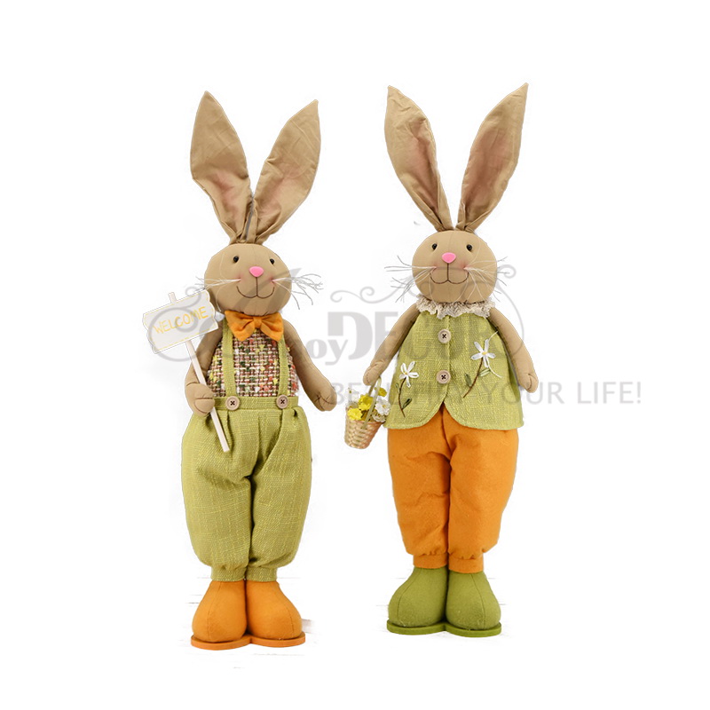 Fabric standing boy and girl rabbit