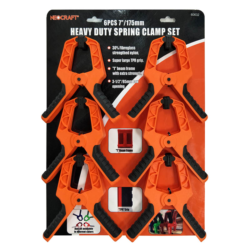 6pc 7"(175mm) heavy duty spring clamp set
