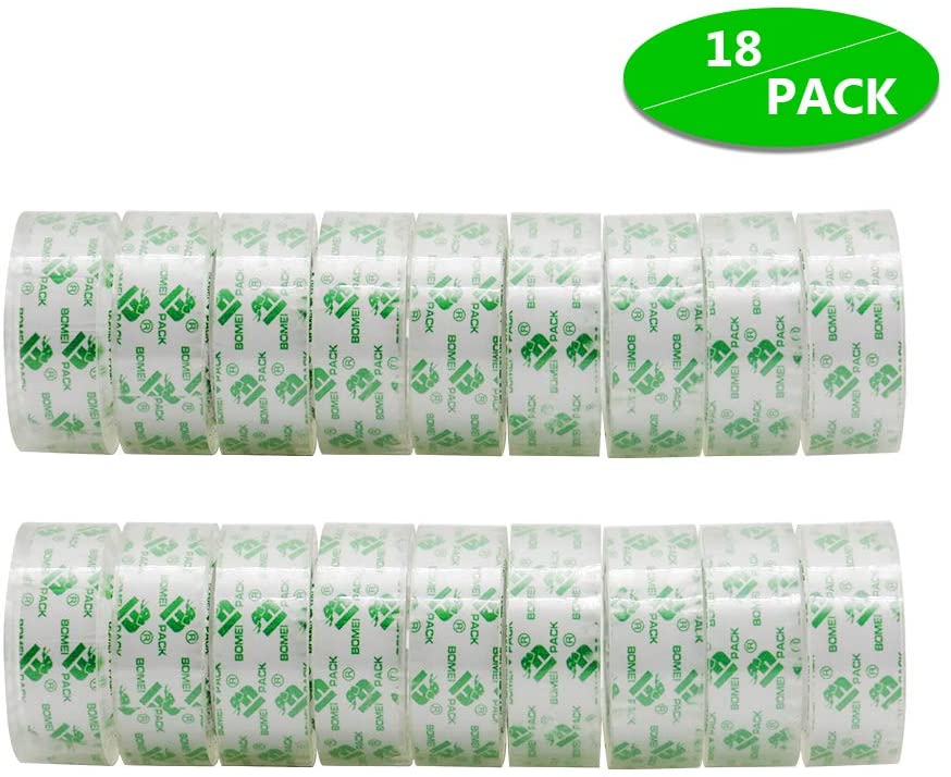 Crystal Clear Transparent Tape Refills Rolls for Dispenser,1 inch Core, Gift Wrapping Tape for Office, School and Home, BOMEI PACK