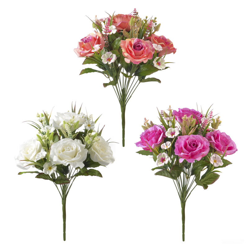18127066 silk rose bush X 18 stems