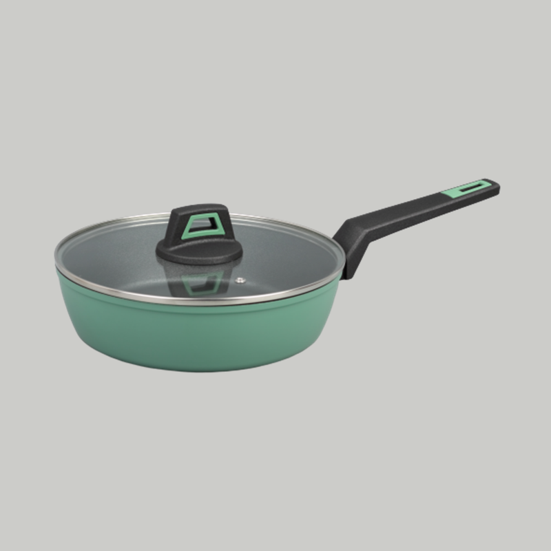 Forged aluminum deep frying pan with lid