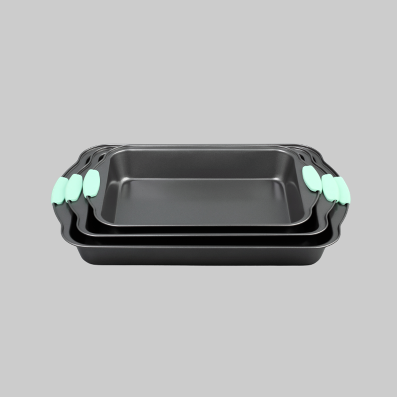 non-stick bakeware rectangular roaster pan with silicone handle