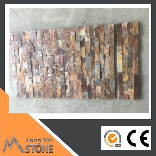 Natural 100% Full Rusty slate stone wall cladding with 4 raws