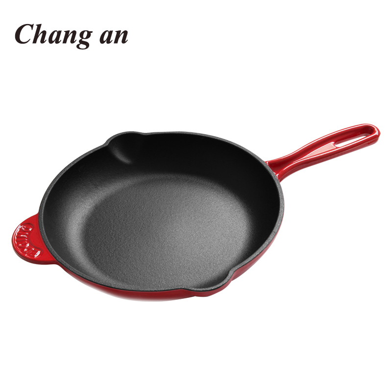 Enameled cast iron skillet