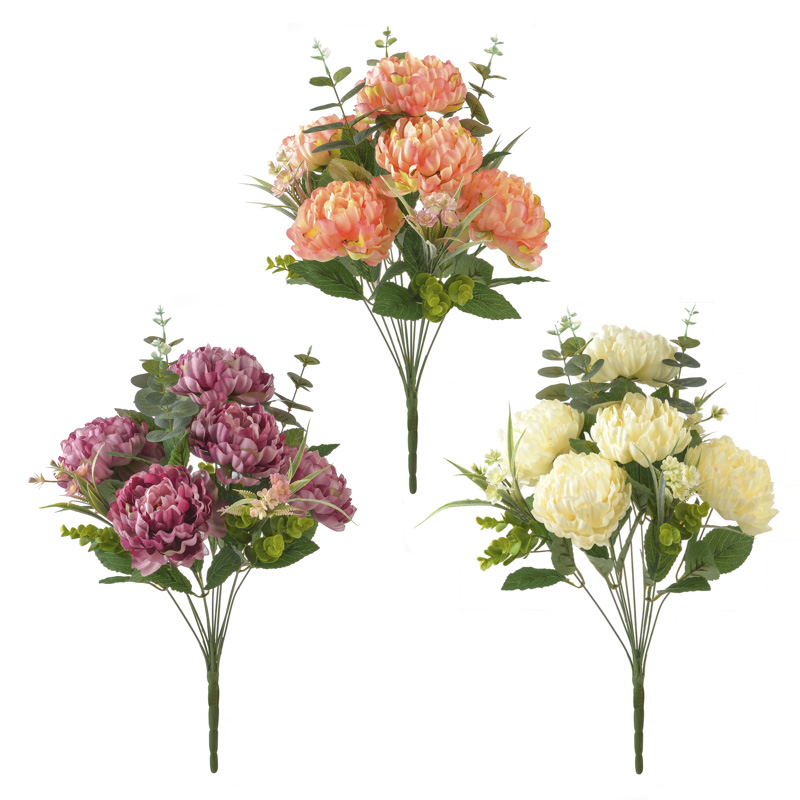 fabric silk peony bush X 12 stems