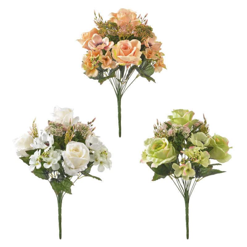 silk rose and alice chrysanthemum bush X 16 stems