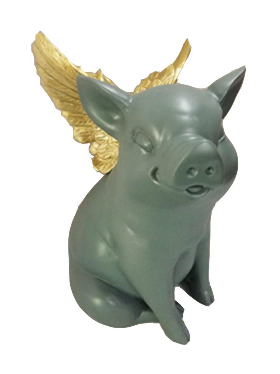 Polyresin flying pig decoration