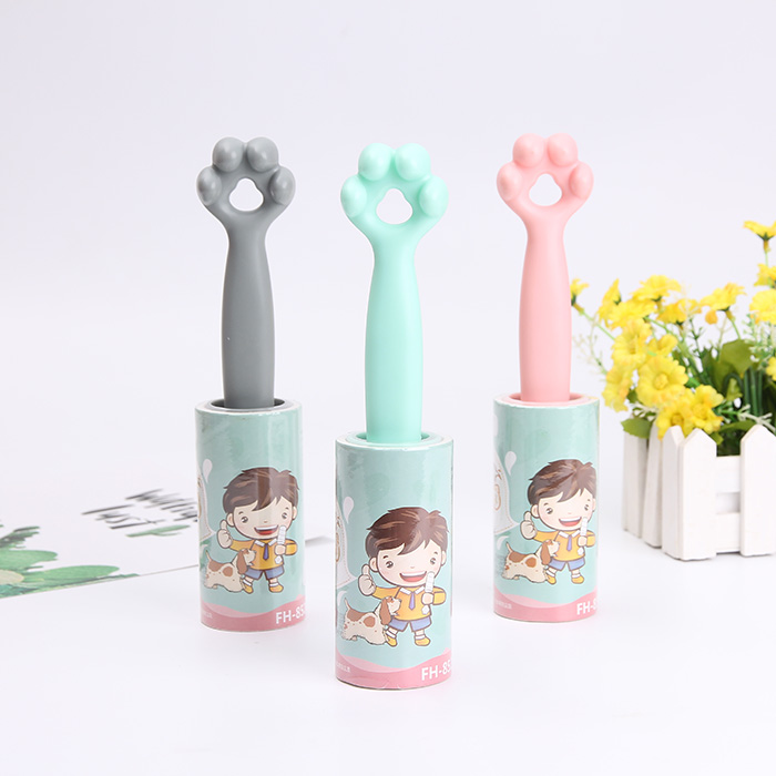 Lovely and colorful dog's paw plastic handle reusable lint roller
