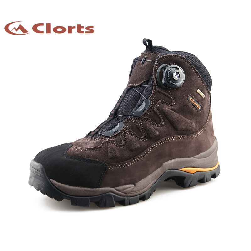 CLORTS Nubuck Leather Waterproof Rubber Outsole Boa Lacing Hiking Boots