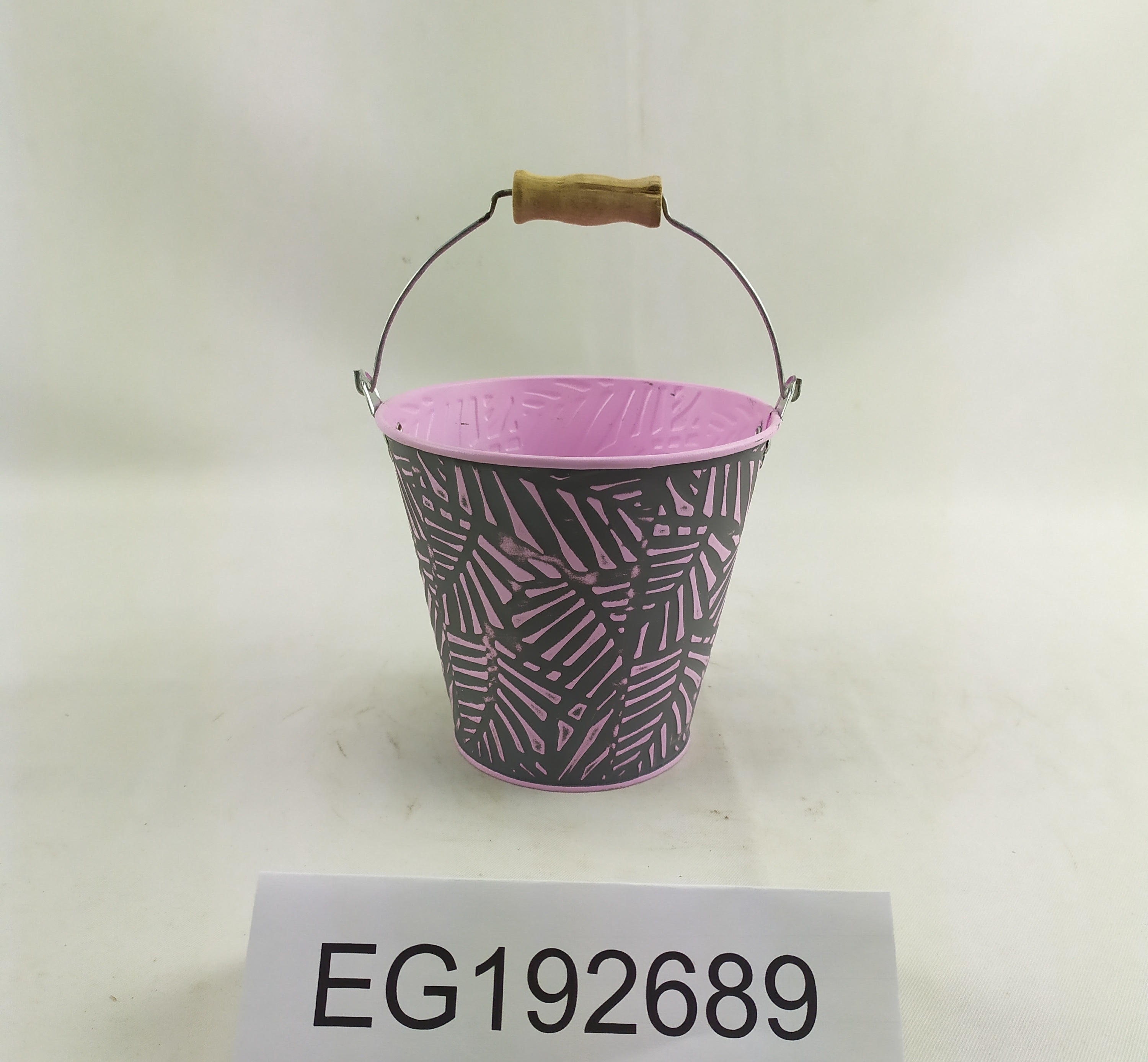 Galvanized Metal garden water bucket with wooden handle