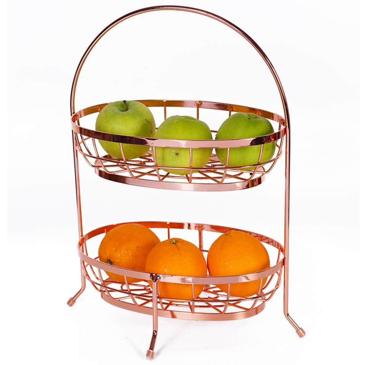 2 Tier Iron Wire Kitchen Decorative Bowl Fruit Basket