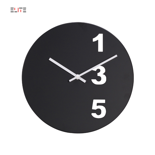 12” frameless metal wall clock with punched numbers on the dial