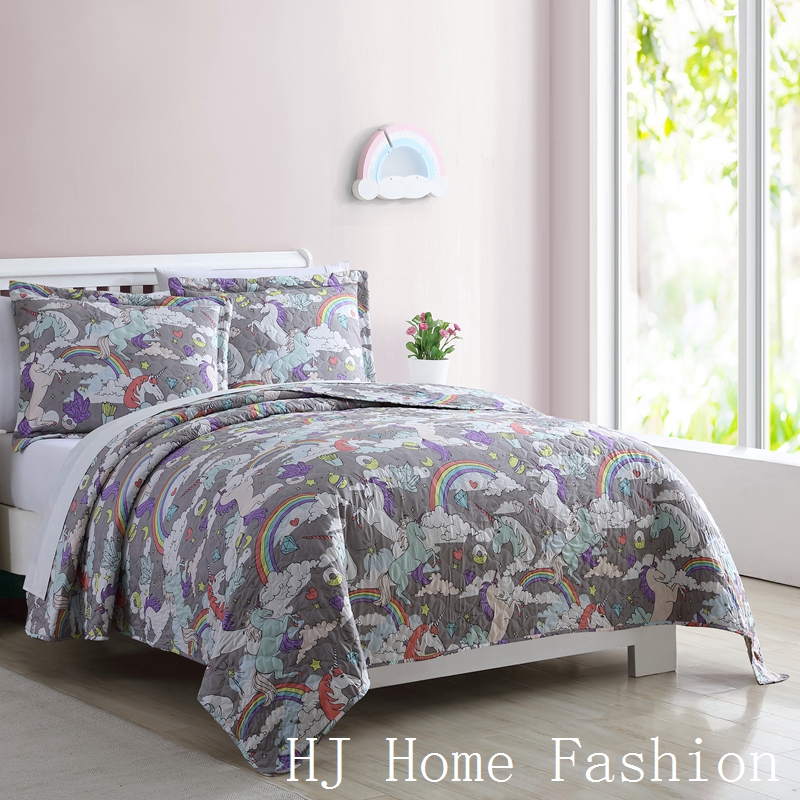 2021 kids Fary Tale Rainbow Unicorn Quilted Bedspread