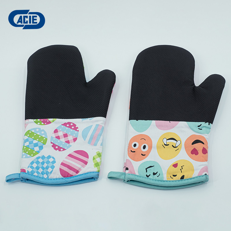 Silicone Oven Mitts with Cotton Lining, High Heat Resistant Kitchen Gloves, Non-Slip Potholder