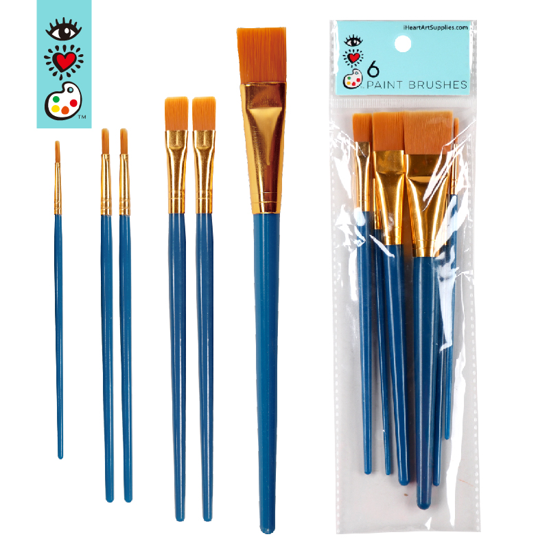 6 Premium Nylon Hair Artist Paint Brush set