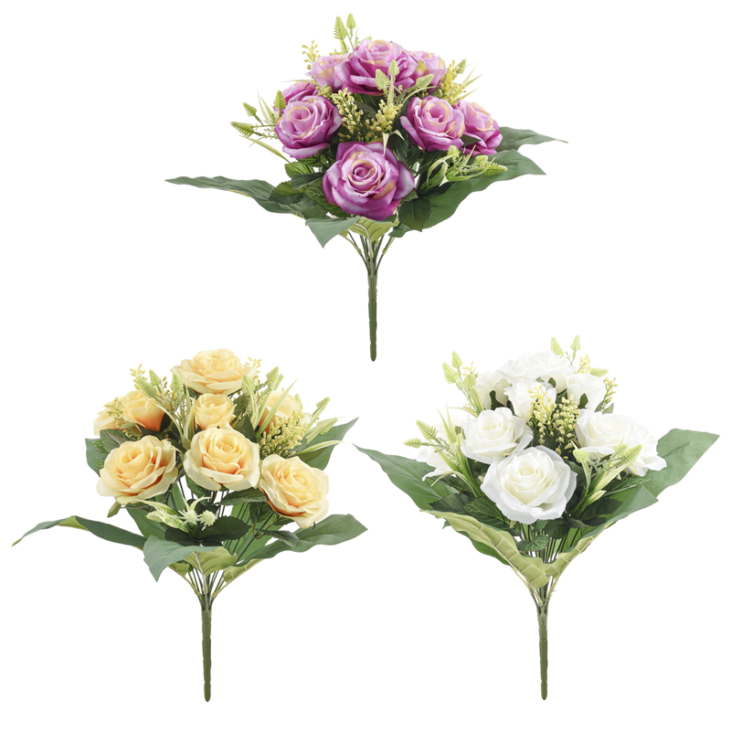 Silk big rose bush X 18 stems