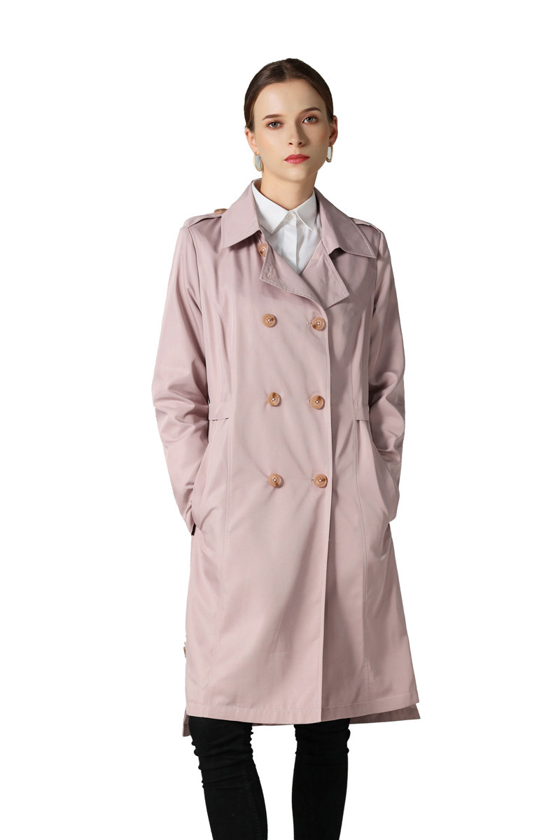 Womens Pink Double Breasted Trenchcoat