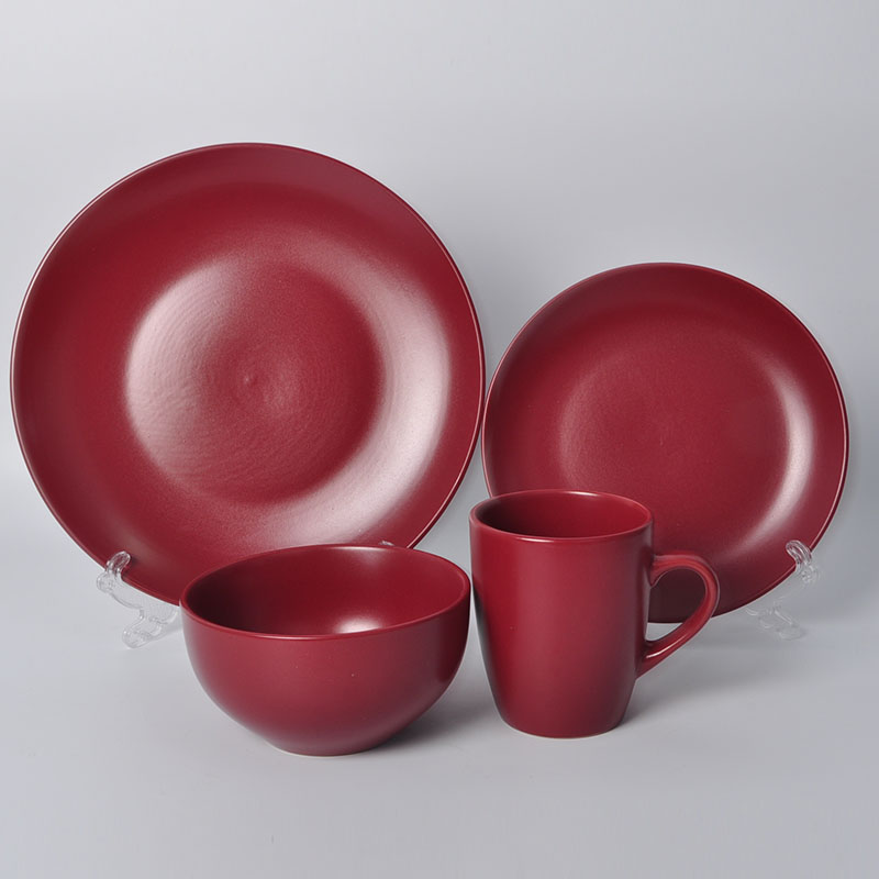 Red Color Glaze Dinnerware Sets