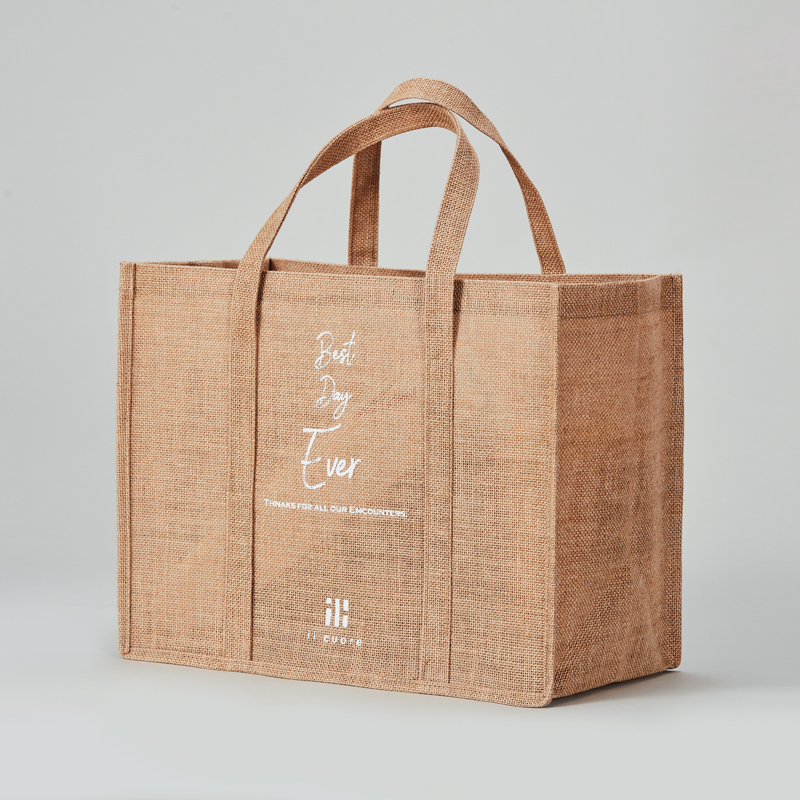 cheap fashion logo printed natural eco-friendly promotional jute shopping bags