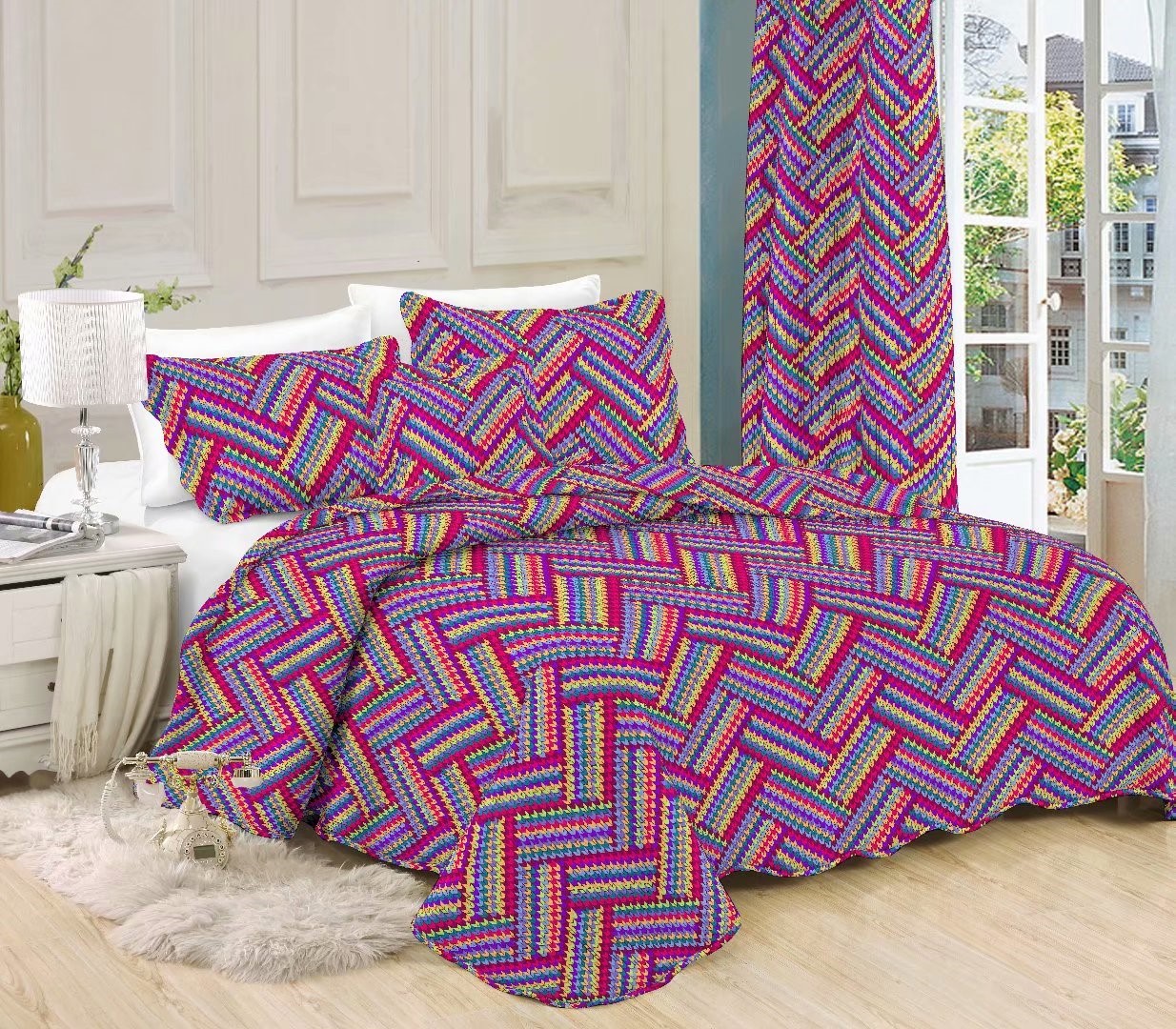 Print Brushed Quilt Set