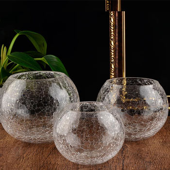 10 inch Crackle Glass fish bowl