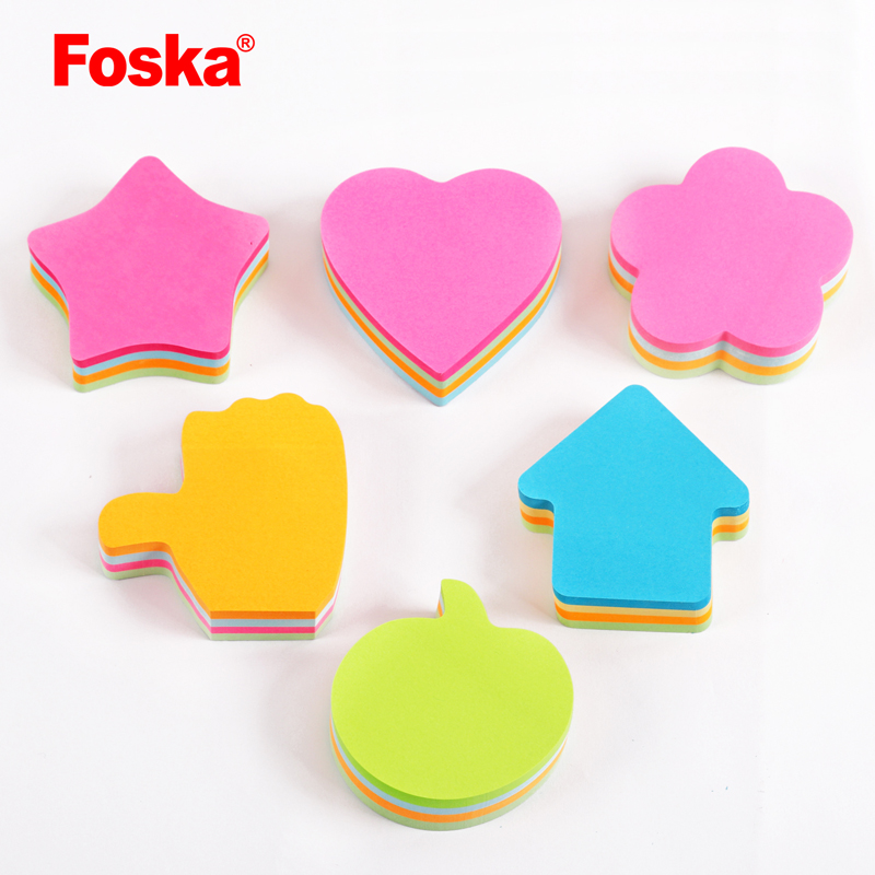 Foska Good Quality Different Shaped Colorful Sticky Notes Memo Pad