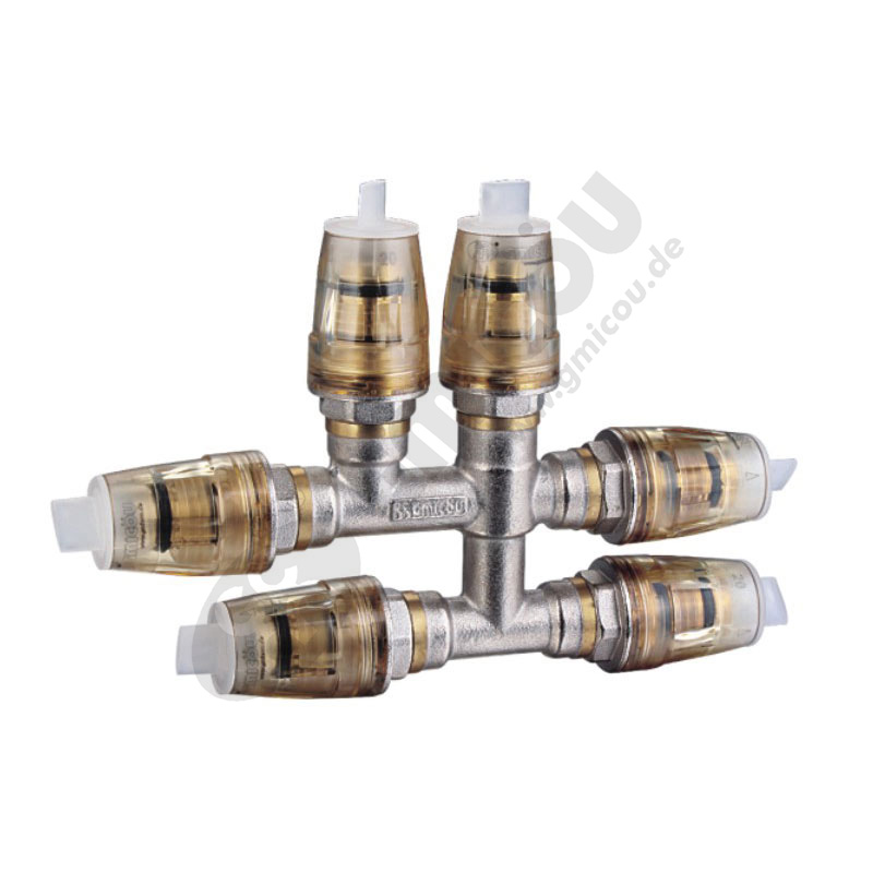 Quick push-fitting 6 way pipe connector