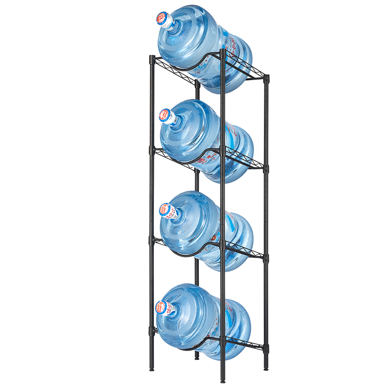 Water Cooler Jug Rack, 5 Gallon Water Jug Holder Water Bottle Storage Rack, 4 Tiers, Silver