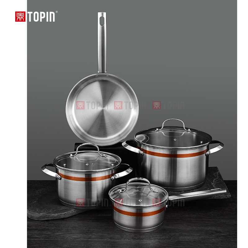 Topin stainless steel 7pcs cookware set