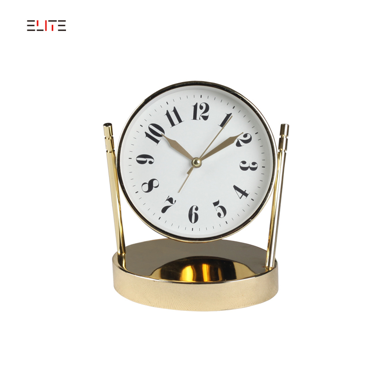 Retro metal alarm clock with gold stand