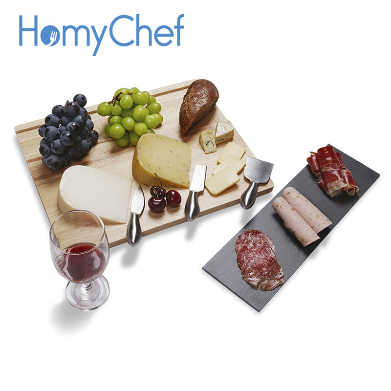 Ceramic Cup Slate and Rubber wood Plate Set