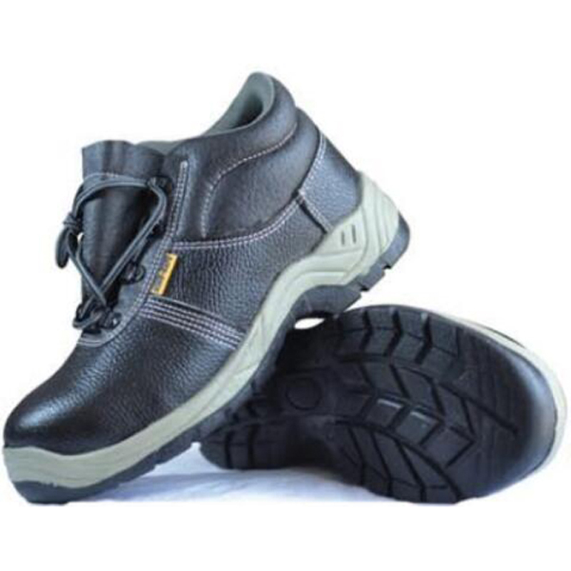 Industrial Safety Shoes with Cowhide Vamp, High Ankle Shoe, PU Collar, Double Density PU Sole, Steel Toe & Midsole