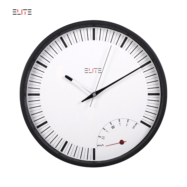 14” metal wall clock with week calendar
